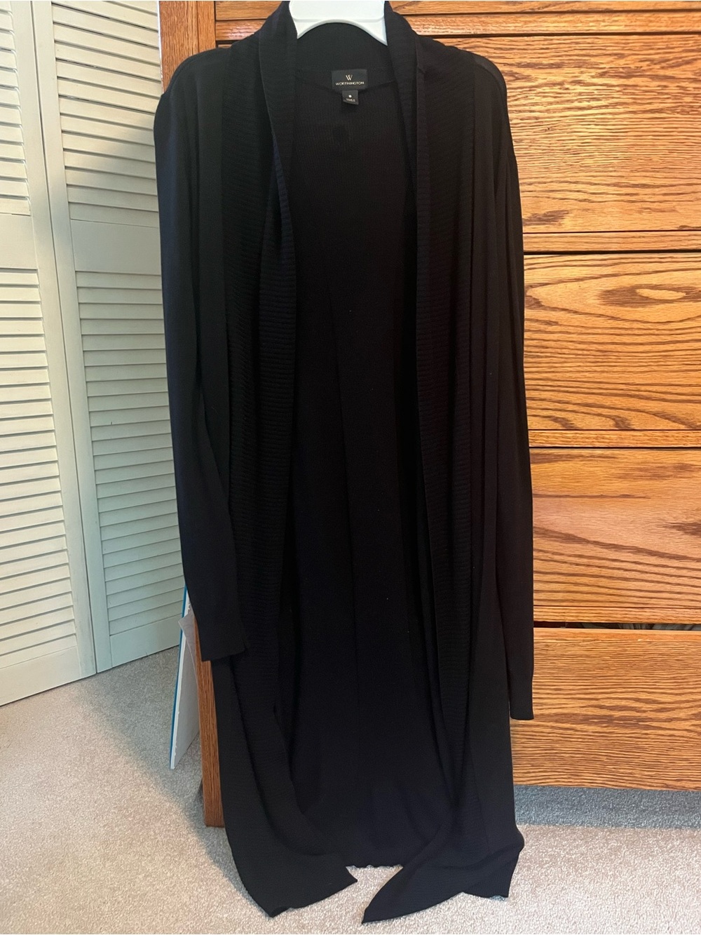 Worthington’s Black Long Open-Front Women's Cardigan Jacket
